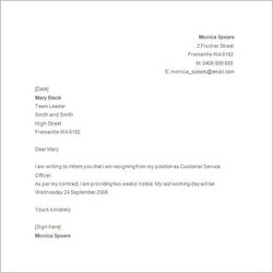Cool Basic Resignation Letter Template Write Of Employee