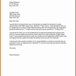 The Highest Quality Resignation Letter Template Notice Sample Month Letters Fresh For One Of
