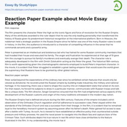 Matchless Reaction Paper Example About Movie Essay