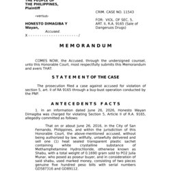 Fine Legal Memorandum Sample Republic Of The Philippines Regional Trial Thumb