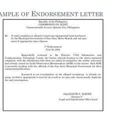 Exceptional Legal Memorandum Letters Commission Audit Endorsement Memo