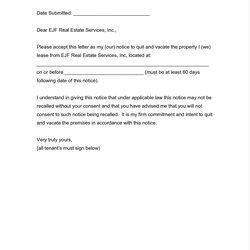 Brilliant Apartment Offer Letter Template Collection Notice Tenant Vacate Warning Tenancy Landlord Giving
