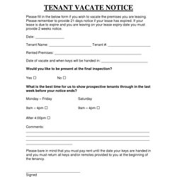 Very Good Printable Sample Vacate Notice Form Eviction Letter Templates