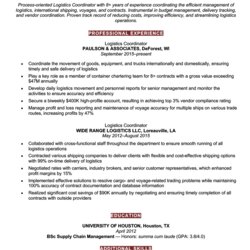 Spiffing Resume Examples For Any Job Or Experience Level Logistics Coordinator Sample Template
