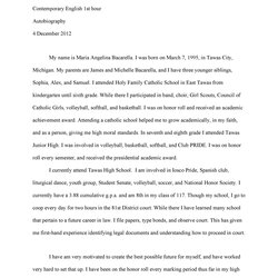 Spiffing Autobiography Example Essay Template