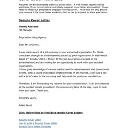 Magnificent Free Cover Letter Samples In For Resume