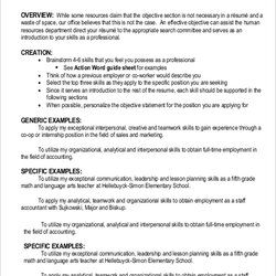 Legit Free Resume Objective Statement Samples In Section Standard
