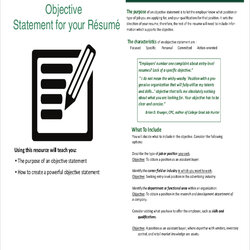 Free Sample Resume Objective Statement Templates In Job Statements