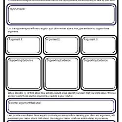 Sterling Argumentative Essay Graphic Organizer Template For Practicing