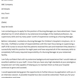 Nursing Manager Cover Letter Example Letters Covering
