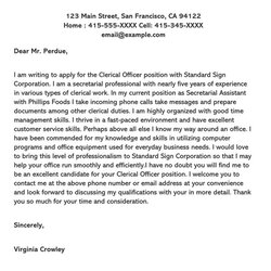Supreme Clerical Cover Letter Examples Free Templates Clerk Sample Office