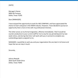 Marvelous Official Resignation Letter Examples Format Sample Samples Outline Business