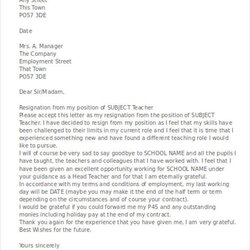 Fantastic Resignation Letter Template In Doc Teacher Example Letters Templates