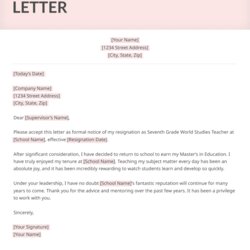 Wizard Resignation Letter Teacher Samples Collection Template Sample