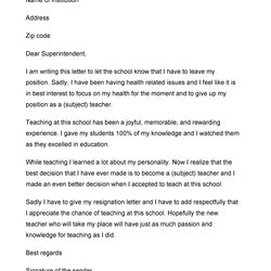 Sample Letter Of Resignation For Teacher Database Template Letters Word Job Another