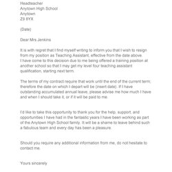 Letter Of Resignation Samples Free For Your Needs Template Teacher