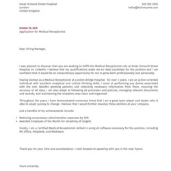 High Quality Medical Receptionist Cover Letter Sample Image