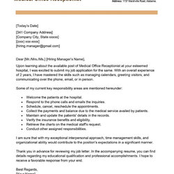 Great Medical Office Receptionist Cover Letter Examples Sample