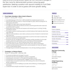 Eminent Hotel Front Desk Employee Resume Example Writing Tips For Finish Attendant