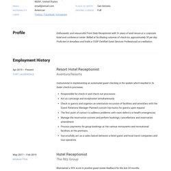 Superior Hotel Receptionist Resume Writing Guide Templates Sample