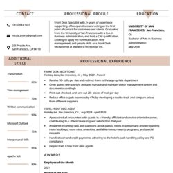 Magnificent Roles Of Front Desk Personnel Resume Example Template