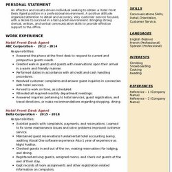 Sample Resume For Front Office Assistant In Hotel Desk Agent