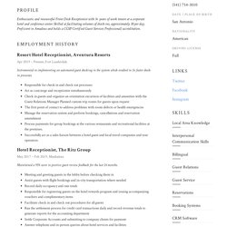 High Quality Hotel Receptionist Resume Writing Guide Templates