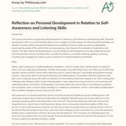 Fine Reflection On Personal Development In Relation To Self Awareness And Listening Skills