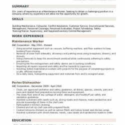 Cool Maintenance Worker Resume Samples Example School Qualifications