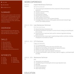 Perfect Maintenance Resume Examples Ex Technician Clair