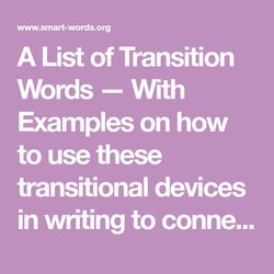 Swell List Of Transition Words With Examples On How To Use These Transitional