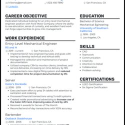 Fine Experienced Mechanical Engineer Resume Entry Level Example