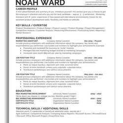 Peerless Professional Resume Templates One Page Noah