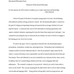Educational Philosophy Essay Of Education Classroom