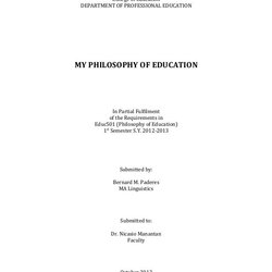 Narrative Essay Philosophy On Education