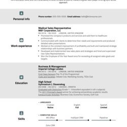 Great Medical Sales Representative Resume Sample Experienced Specifically Profession Writers Written Samples
