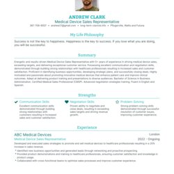 Medical Device Sales Representative Resume Examples How To Guide Image