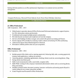 Super Office Professional Resume Samples Representative Registered