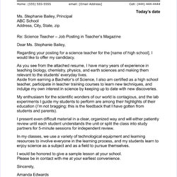 Cover Letter Sample High School Teacher