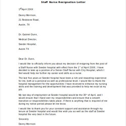 Free Sample Nursing Resignation Letter Templates In Ms Word Nurse Hospital Staff Letters Samples Formal