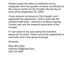 Excellent Best Nursing Resignation Letters Samples Letter