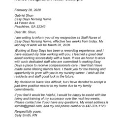 Best Nursing Resignation Letters Samples