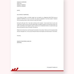 Exceptional Nurse Resignation Letter Templates Word Registered Template Format Letters Details Free