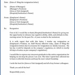 Resignation Letter For Nurses Cover Sample Job Application Example