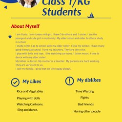 Super Myself Essay For Kids Class Students Paragraph