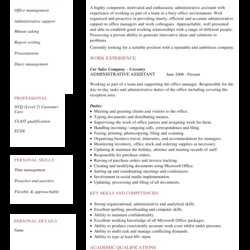 Sublime Administrative Work Experience Resume Templates At Administration South Administrator