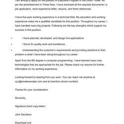Eminent Cover Letter Format For Job Application Top Templates Conclusion